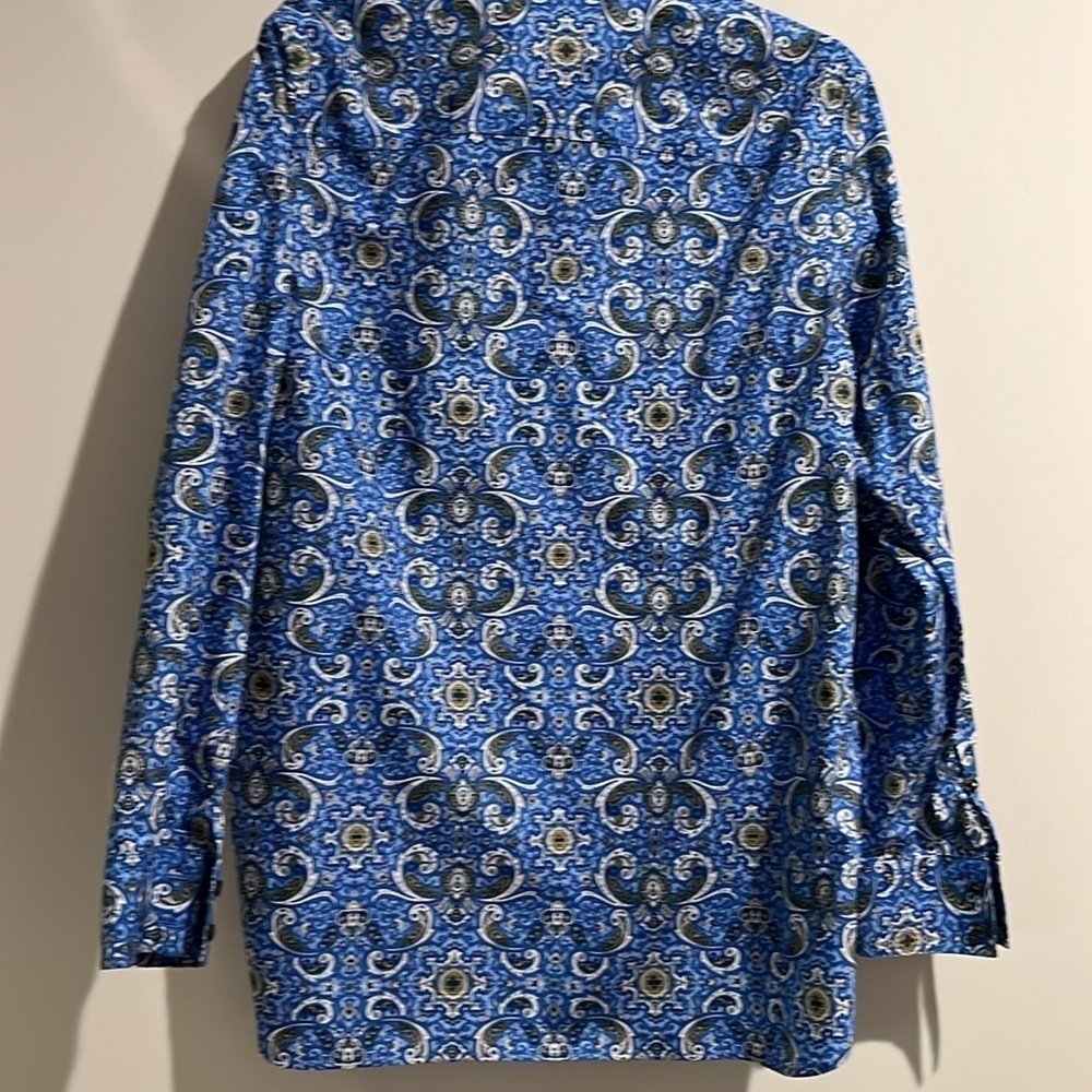 Lands End blue white yellow floral paisley top. Size 16. - Picture 5 of 6